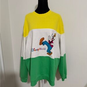 Disney Men’s Colorblock Crewneck Sweatshirt - Yellow/White/Green